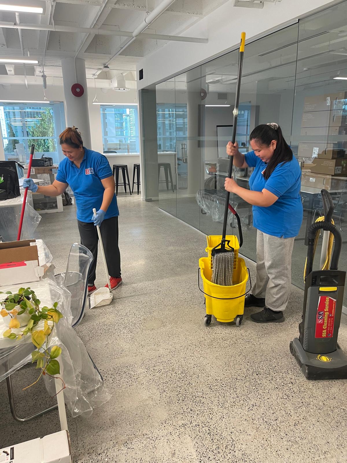 SSA Cleaners executing detailed office dusting and floor care
