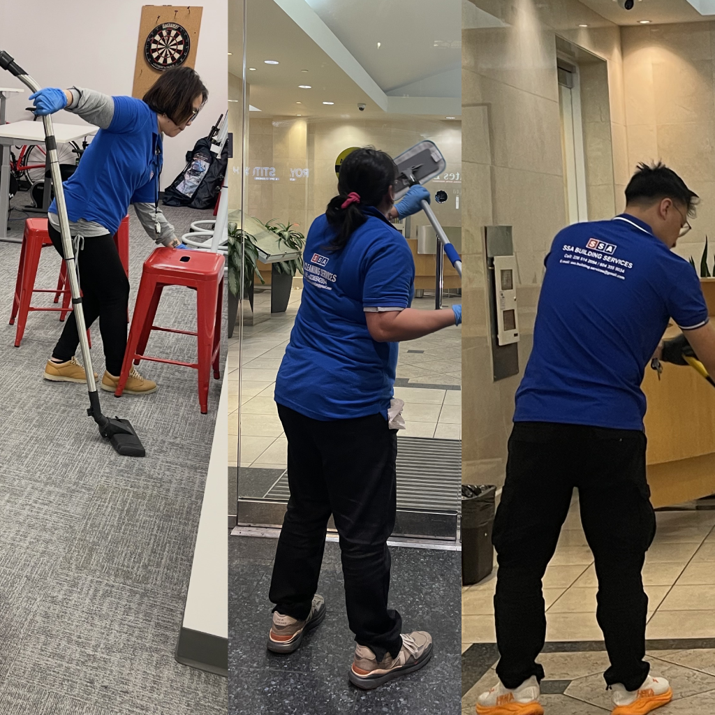 SSA Building Services Cleaners Team in Royal Blue Polos